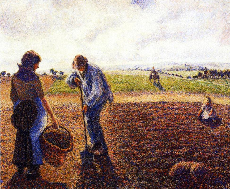 Peasants in the Field, Eragny - Camille Pissarro Paintings